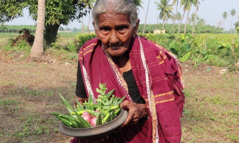 My 105 Years Grandma's Yummy Tasty Lady's Finger Recipe | Bendakaya Pulusu  | Country Foods