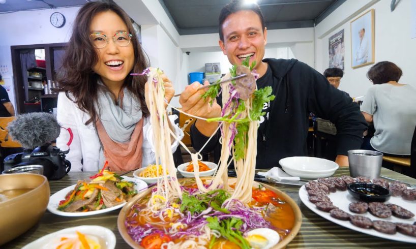 North Korean Food in Seoul - RAINBOW NOODLES + Big Beef Hot Pot in South Korea! (ft. Miss Mina)