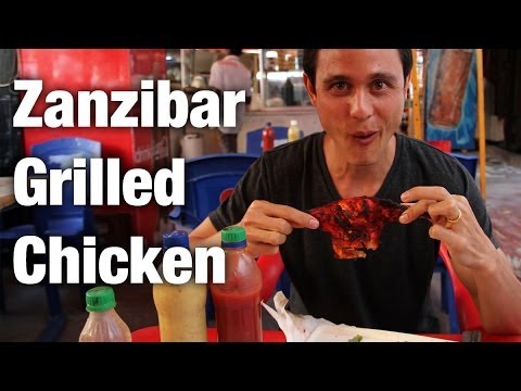 Mukhy's grilled chicken and amazing sauces in Zanzibar