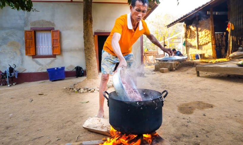 Village Food in Laos - SPICY CHILI WOOD and AUTHENTIC KHMU FOOD in Luang Prabang!