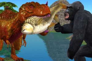 Angry Gorilla 3D Vs Dinosaur Fighting Animation Short Film | Cartoon Animals Funny Short Movie