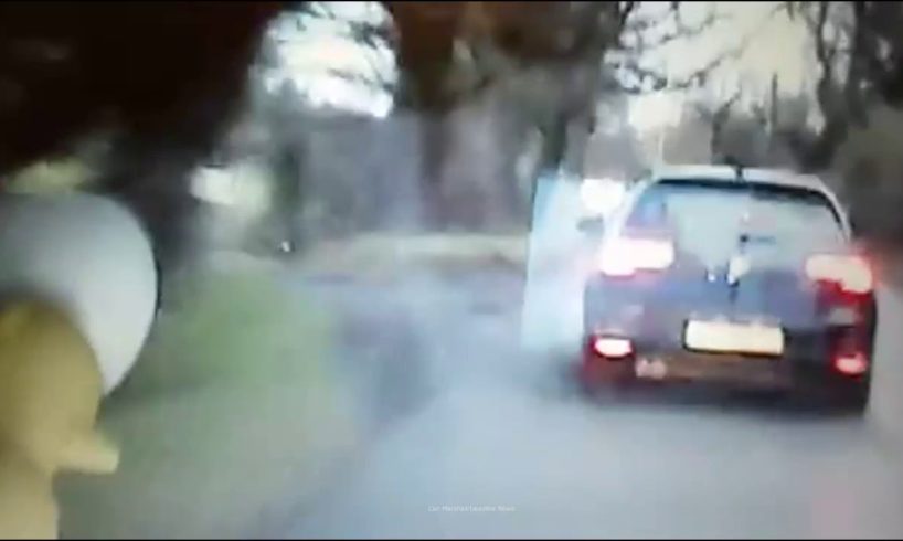 Dangerous driver speeds round blind bend in shocking near miss a where couple died four years ago