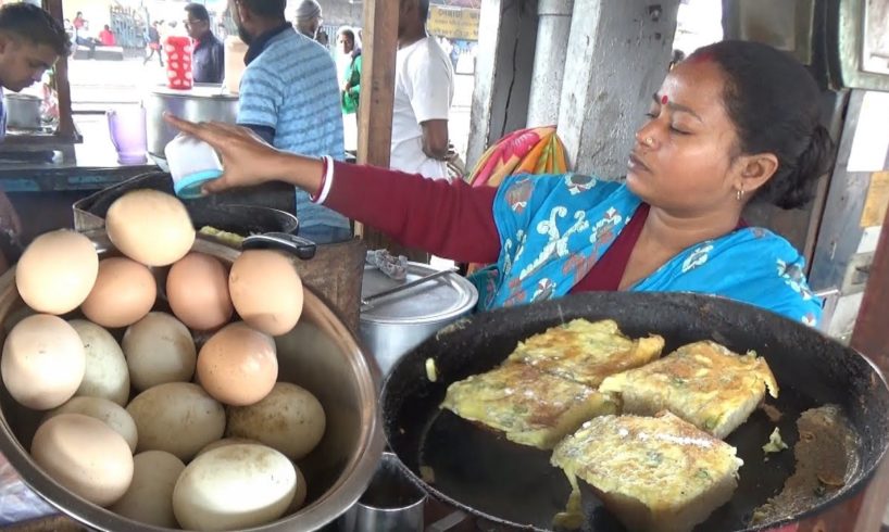 She's a Very Jolly & Hard Working Lady Street Vendor - Indian Railway Platform Street Food