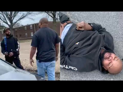 Man Gets Knocked Out And Literally Starts Snoring After Threatening A Man With A Baseball Bat.