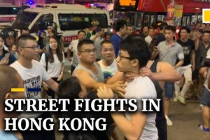 Street fights in Hong Kong