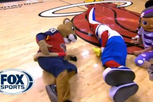 Heat mascot completely FAILS this flip