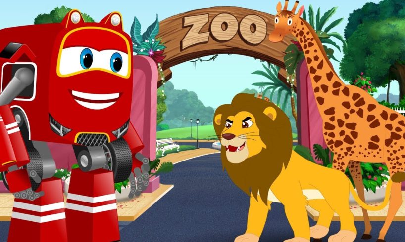 Lion Chases The ZOO Animals and Kids rescued by Supercar Rikki | Cars Cartoon Song