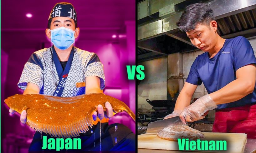 Bizarre FLATFISH Challenge!!! | JAPANESE CHEF Vs VIETNAMESE CHEF