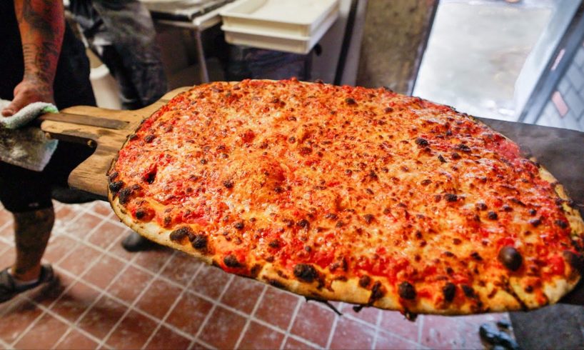 GIANT PIZZA in New Haven!! ? SALLY’S APIZZA REVIEW - Unique Tomato Pie + Special Pizza!!