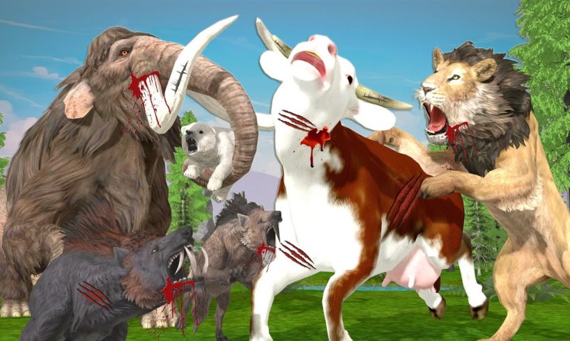 Mammoth Elephant Vs Zombie Lion Hyena Fight Baby Elephant Saved By Woolly Mammoth Animal Fights