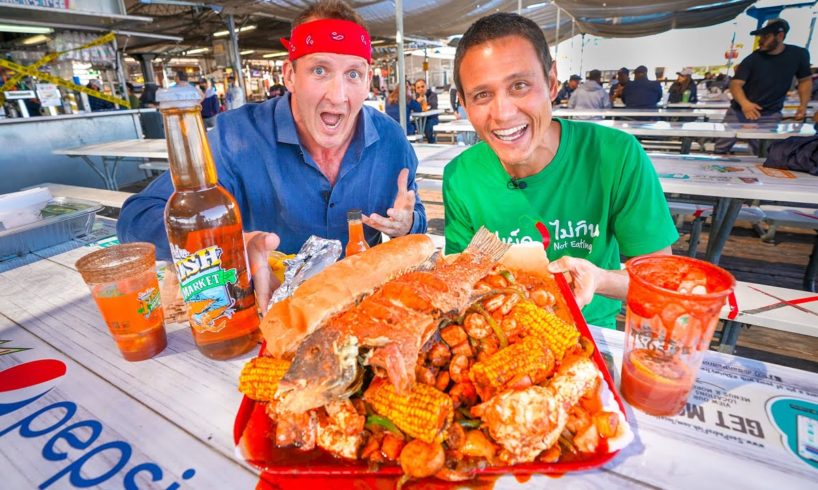 Giant 11 Pound SEAFOOD MOUNTAIN!! 🦀 Shrimp Tray + King Crab in Los Angeles w/ Sonny!!