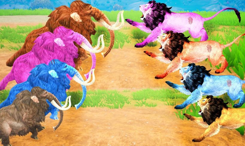 10 Zombie Lions Vs 10 Zombie Mammoths Fights - Animals Fighting Video