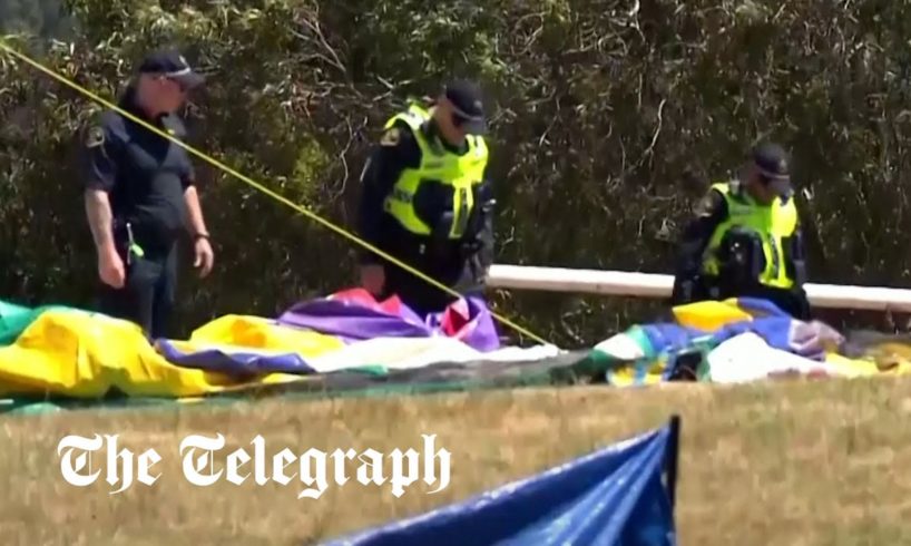 Five children killed and several injured after bouncy castle blown 30ft into the air in Australia