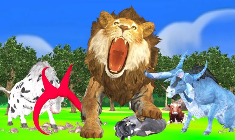 Liger vs Giant Bulls Fight Cartoon Cow Rescue Giant Wild Animal Fight Cartoon Animal Epic Battle