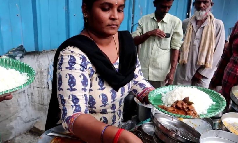 Hard Working Lady ( Swati ) Selling Unlimited Non Veg ( Mutton ) Thali 80 Rs/ |Hyderabad Street Food