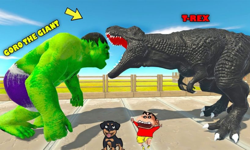 T-REX vs EVERY UNIT |SHINCHAN CHOP Fights DINOSAUR😱|Animal Revolt Battle Simulator|😂Funny game Hindi