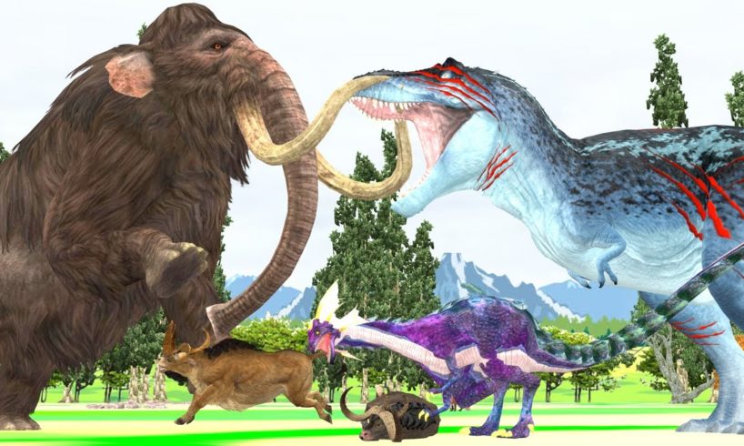 Zombie Dinosaur vs Dragon Fight Woolly Mammoth Elephant Giant Animal Fights Cartoon Animal Battle