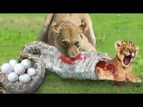 Lion Vs Big Snake battle fights Animal wild life jungle