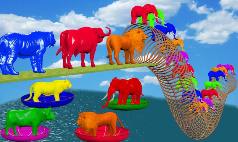 Animals Jump Over Pipes Gorilla, Lion, Elephant, Buffalo, Tiger, Cow, T-Rex, Bear, Hippopotamus