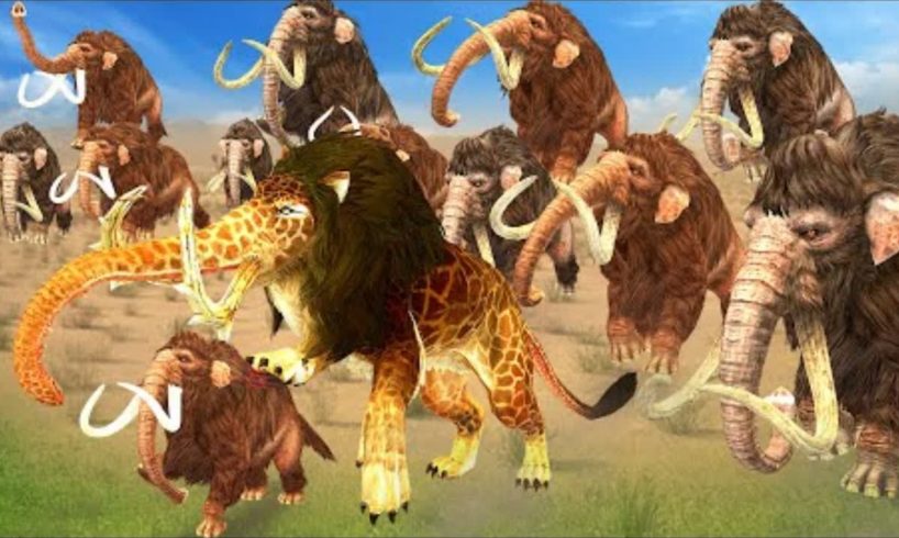 5 Woolly Mammoths vs Zombie Lion Elephant Fight Baby Mammoth Saved By Woolly Mammoth Animal Fights