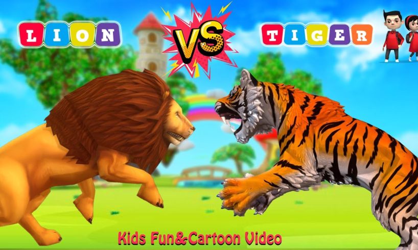 Animal Fight Cartoon- Cow Elephant Gorilla Dinosaur Buffalo Tiger Lion Wild Animal Fighting Fountain