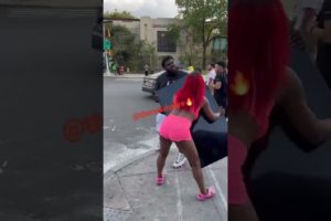 Crazy girlfriend sells her boyfriend tv for money!  (Hood fight)