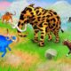 Zombie Bulls Versus Woolly Cheetah Elephant Save Cow Cartoon and Buffalos Animal Fight AnimalMammoth