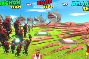 ANIMAL SPAWNER of SHINCHAN TEAM vs CHOP TEAM vs AMAAN TEAM in Animal Revolt Battle Simulator | Dino