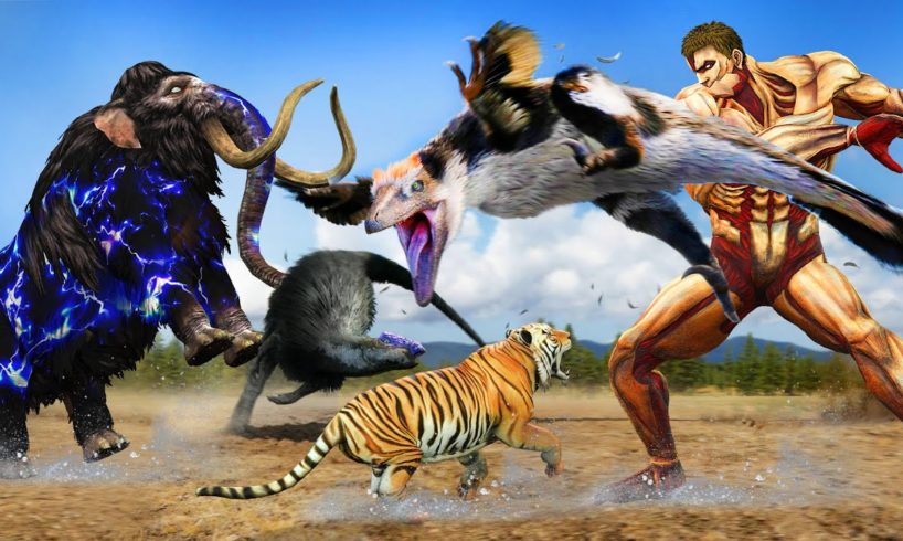 Zombie Mammoth Vs White Dinosaurs Titan Monster Vs Mammoth Wild Animal Fights Mammoth Elephant