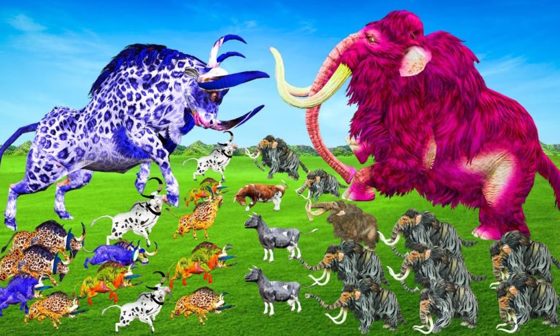 20 Zombie Monster buffaloes  Vs 20 Zombie  Mammoths Ultimate Epic Battle Woolly Mammoth Saves cow