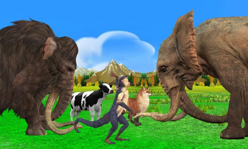 Elephant vs Mammoth Fight Monkey Saved By Elephant Mammoth Animal Fights Giant Animal Epic Battle