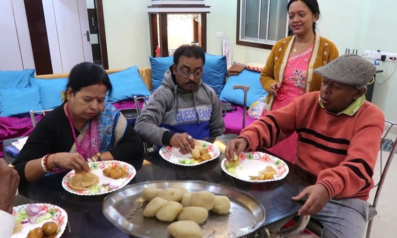 Senior Citizen Dinner | দোলা এক বাটি মাংস উল্টে দিলো |  Kochuri | Fried Rice | Chicken | Payesh