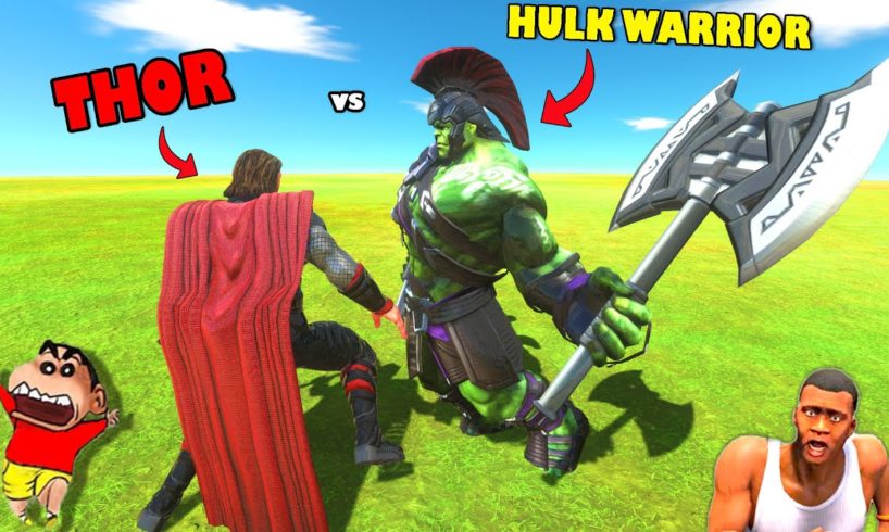 HULK Became MONSTER and fights AVENGERS in Animal Revolt Battle Simulator with SHINCHAN and CHOP