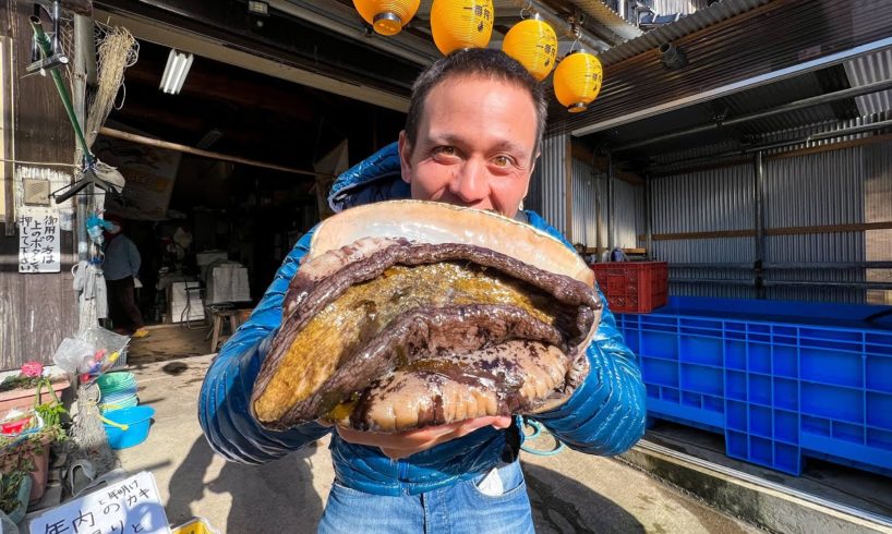 Record-Breaking ABALONE SASHIMI!! Freshest Japanese Food - Seafood Oyster Huts!!