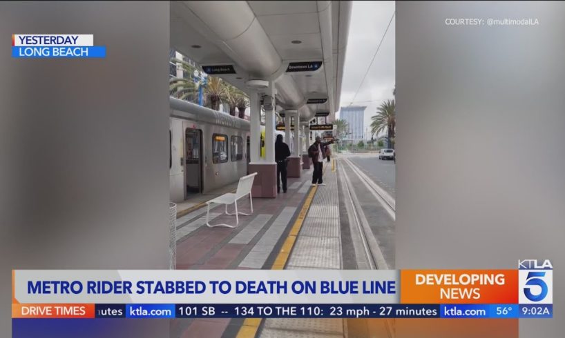 Man found stabbed to death on Long Beach train, suspect at large