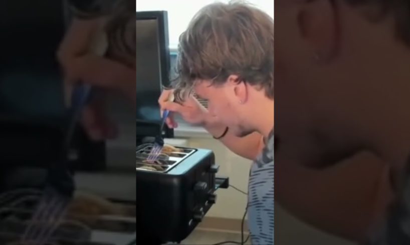 Twitch streamer sticks fork in toaster and almost dies😱#shorts #youtuber #twitch