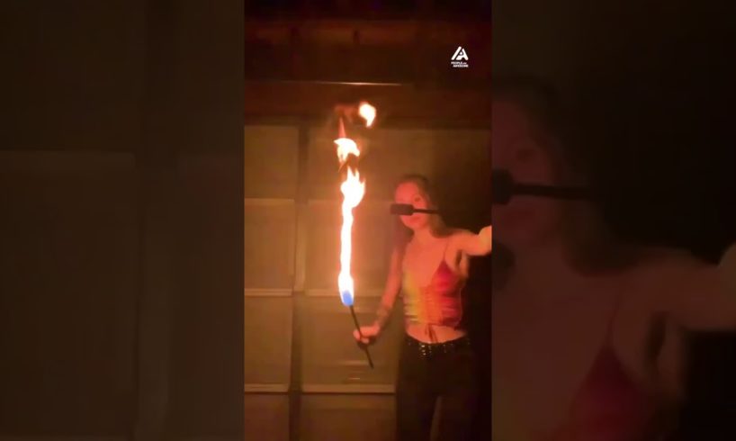 Woman Performs Incredible Fire Dance | People Are Awesome #shorts