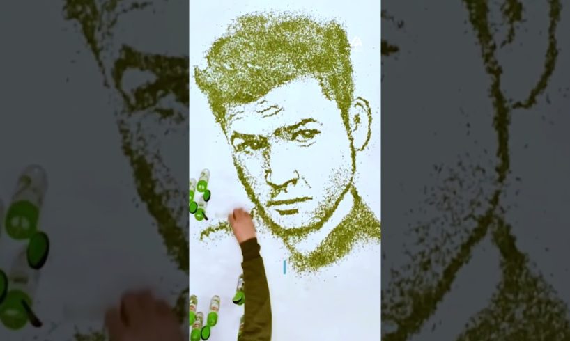 Artist Draws Portrait of Actor Using Herbs | People Are Awesome #shorts