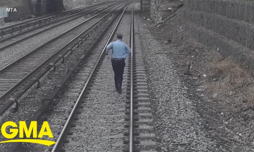 Heroes caught on camera saving child who wandered onto train tracks l GMA