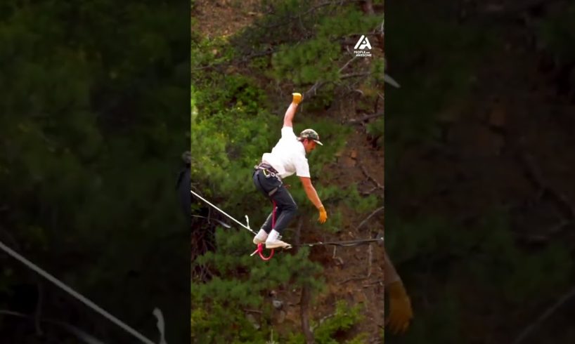 Man Performs Stunts On Slackline | People Are Awesome #shorts