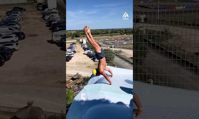 Guy Slides on Water Slide While Doing Handstand | People Are Awesome #shorts