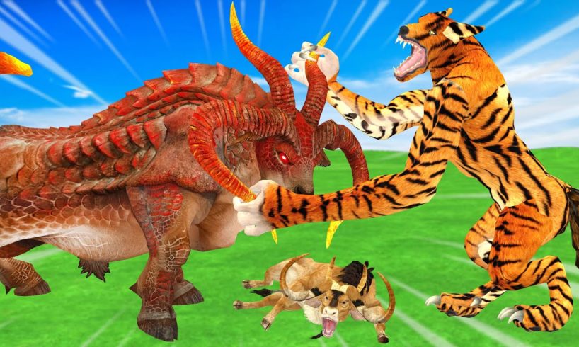 Zombie Bull Vs Tiger Wolf Rescue Save Cartoon Cow Videos Animal Revolt Epic Battle