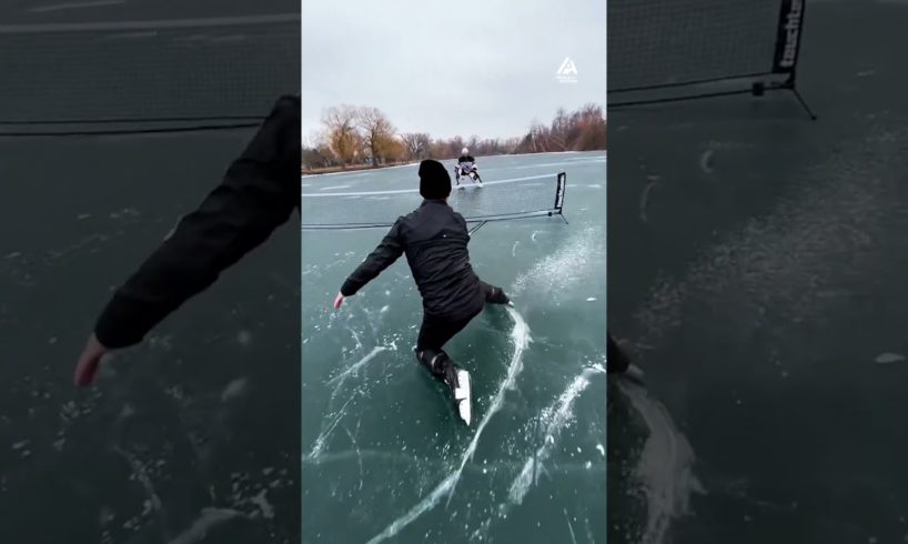 Playing Tennis While Skating on Ice | People Are Awesome #shorts