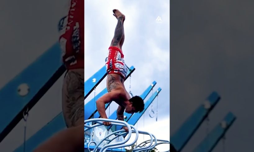 Guy Does Handstand Pushups on Parallel Bars at Beach | People Are Awesome