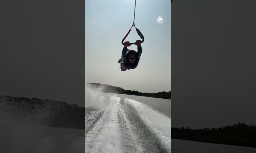 Man Jumps And Switches Ropes While Barefoot Water Skiing | People Are Awesome #shorts