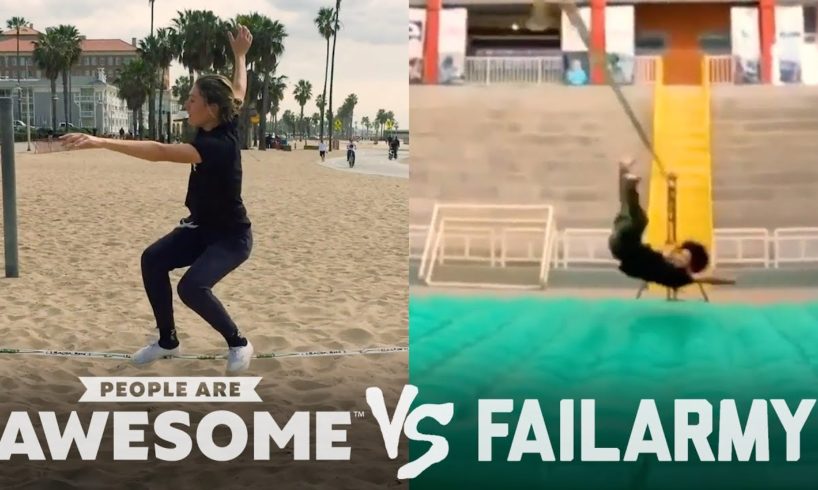 Wins & Fails on the Basketball Court, Pogo Stick, Slackline & More | People Are Awesome Vs. FailArmy