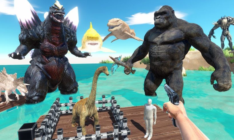 FPS Avatar Rescues Brachiosaurus & Hunting King Kong,Godzilla,Bloop - Animal Revolt Battle Simulator