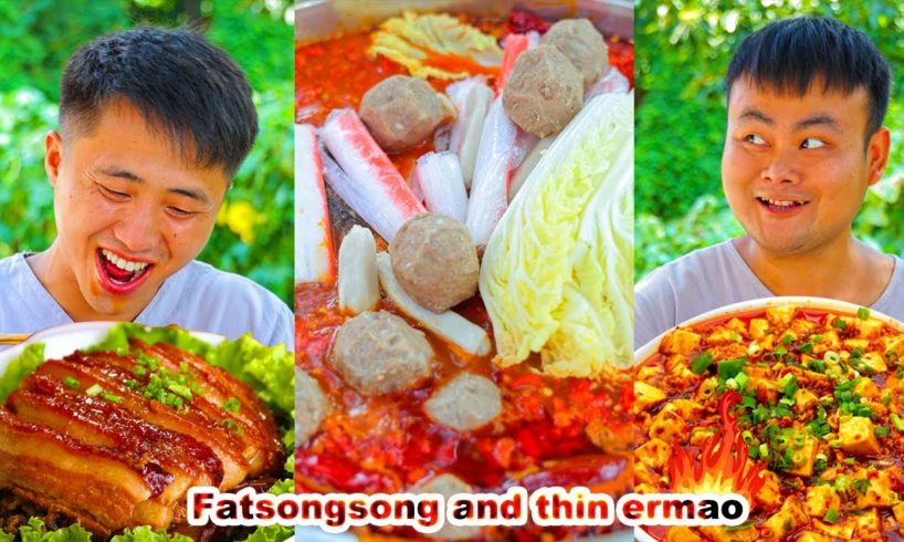 mukbang | Braised Pork | prickly pear | Beef hotpot | Spicy Eggs | fatsongsong and thinermao