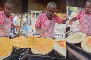 Famous Rajnikant Style Muttu Dosa Wala in Mumbai | Indian Street Food | Preparing Mysore Masala Dosa