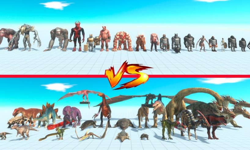 Reptiles + Dinosaurs vs Infernals + Primates - Animal Revolt Battle Simulator